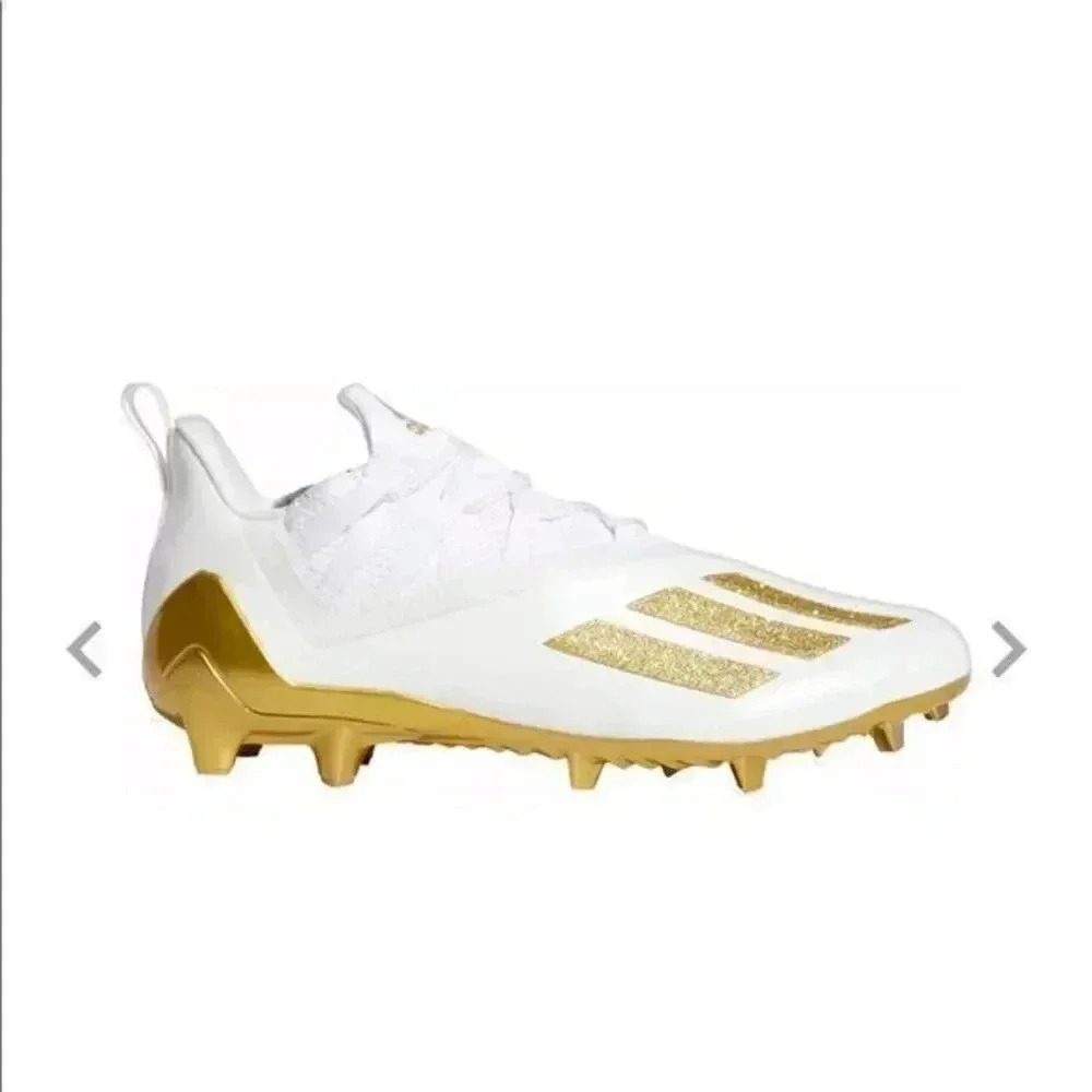 Adidas NEW White and Gold Mens Adizero Football Cleats Sz 18‎